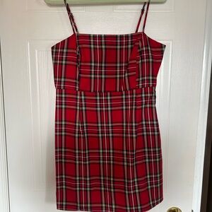 Forever 21 Red Plaid Mini Dress with Spaghetti Straps